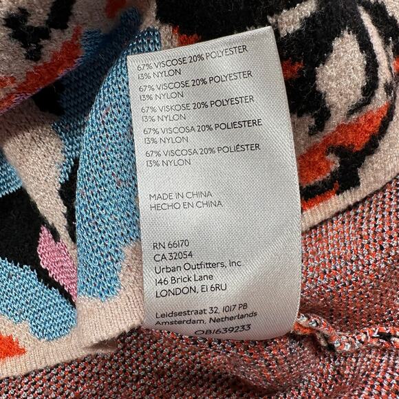 Anthropologie Maeve Carys Sweater Womens XS Orange Black Mock Neck Artsy Knit - Picture 6 of 9